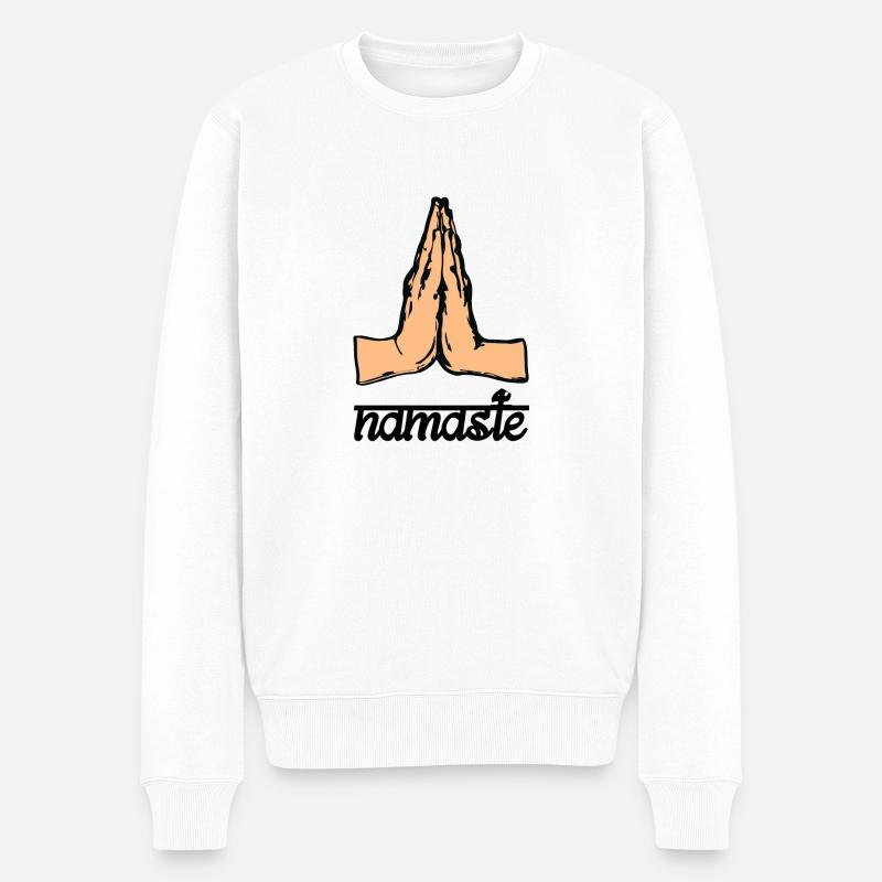 Namaste - Männer Premium Bio Pullover - Weiß