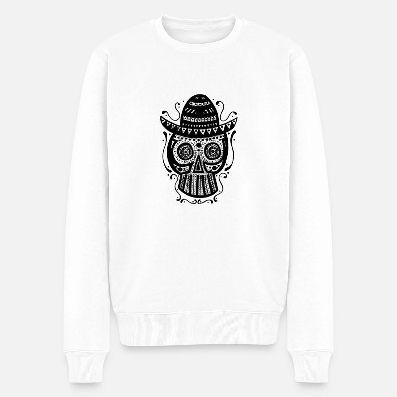 Sombrero Skull (Black) - Männer Premium Bio Pullover - Weiß