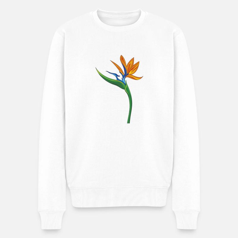 fleur strelitzia - Pull Premium bio Homme - blanc