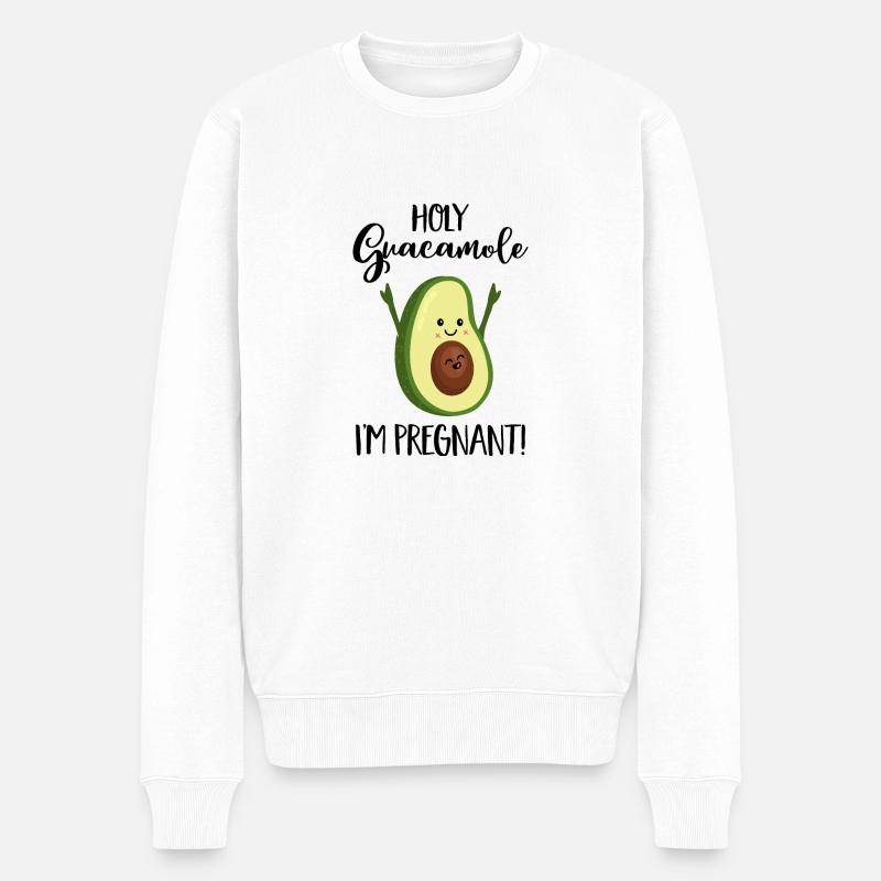 Holy Guacamole I'm pregnant - Schwangerschaft-Baby - Männer Premium Bio Pullover - Weiß