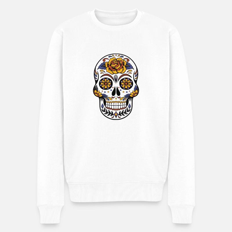 crâne mexicain - Pull Premium bio Homme - blanc