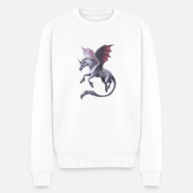 unicorn dragon - Männer Premium Bio Pullover - Weiß