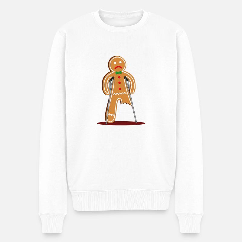 Verletzter Lebkuchenann (rot) - Männer Premium Bio Pullover - Weiß