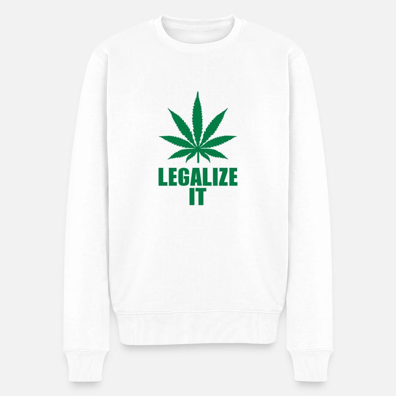 Marihuana - Männer Premium Bio Pullover - Weiß