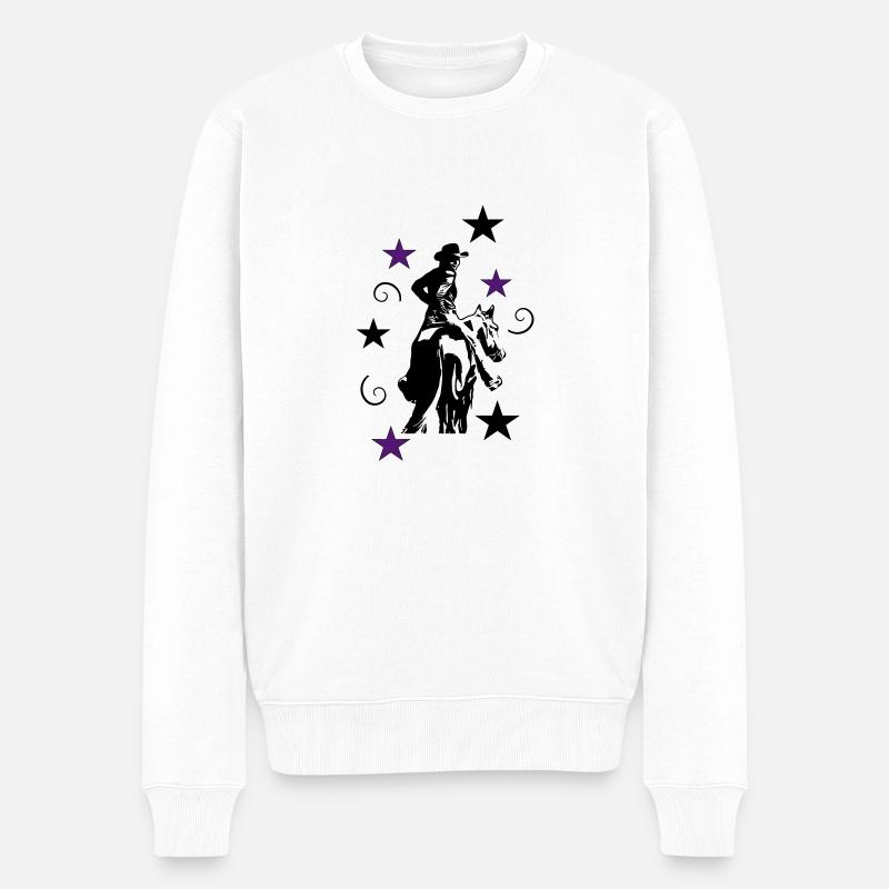 Westernreiterin mit Pferd Silhouette - Männer Premium Bio Pullover - Weiß