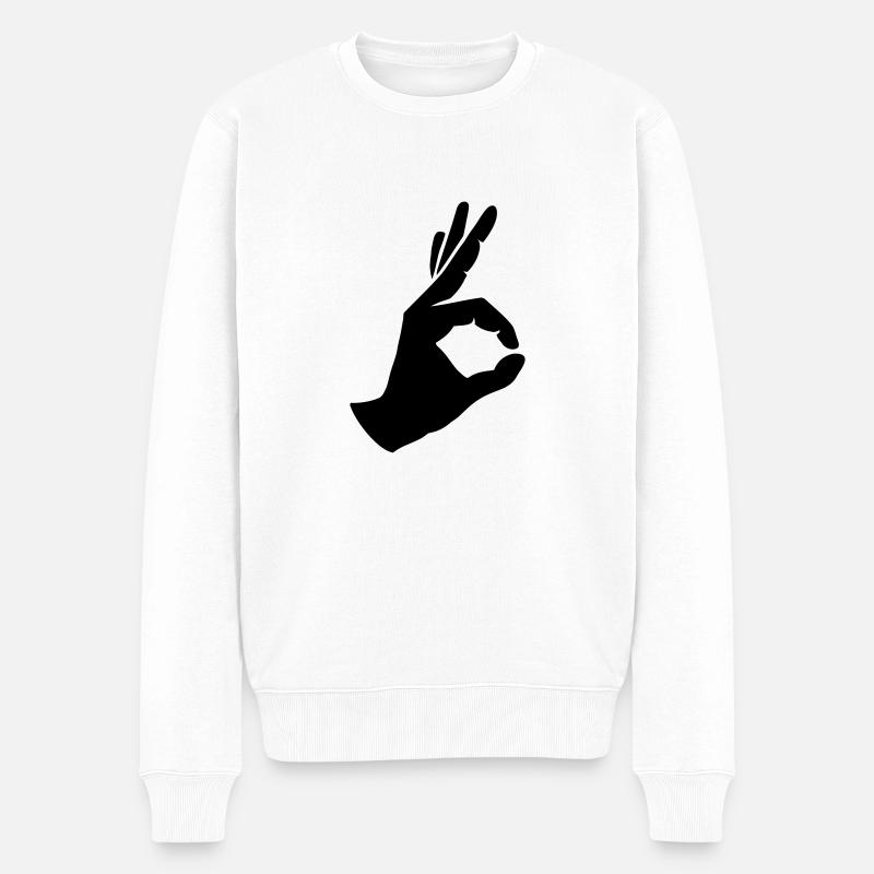Doigt - Pull Premium bio Homme - blanc