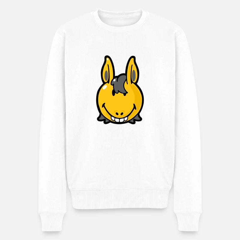 Smiley Donkey - Männer Premium Bio Pullover - Weiß