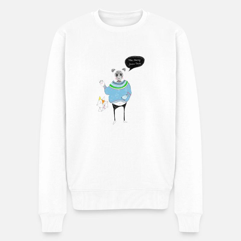 Der Skinny Jeans Bär - Männer Premium Bio Pullover - Weiß