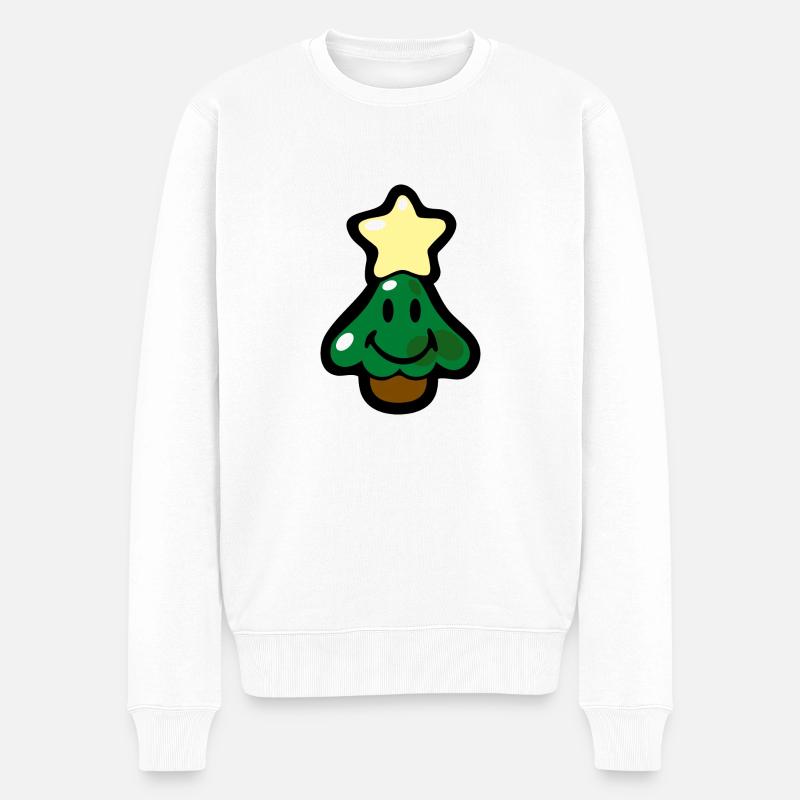 Smiley Christmas Tree with Star - Pull Premium bio Homme - blanc