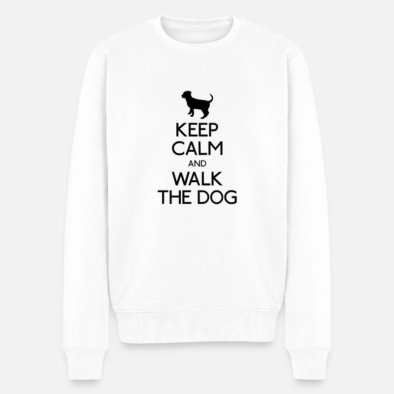 Keep Calm walk the dog - Pull Premium bio Homme - blanc