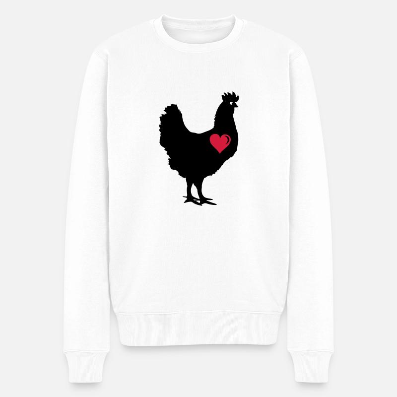 chicken_love_2 - Männer Premium Bio Pullover - Weiß