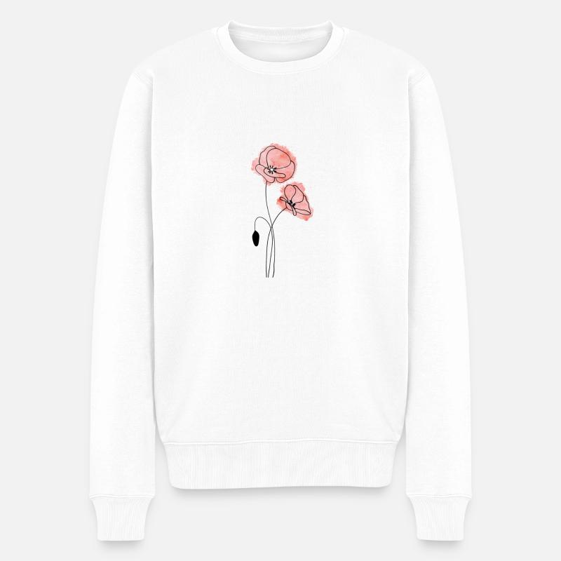 Mohnblume - Männer Premium Bio Pullover - Weiß