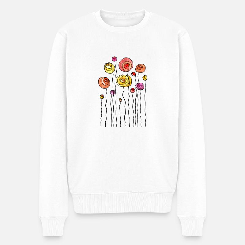 Blumen - Männer Premium Bio Pullover - Weiß