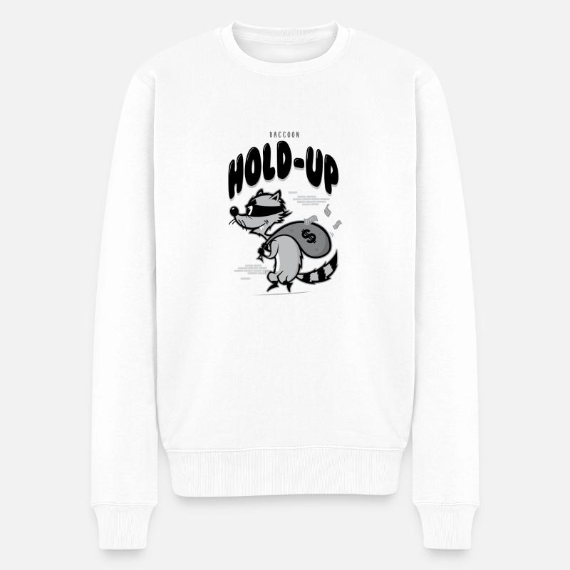 Raccoon hold up - Pull Premium bio Homme - blanc