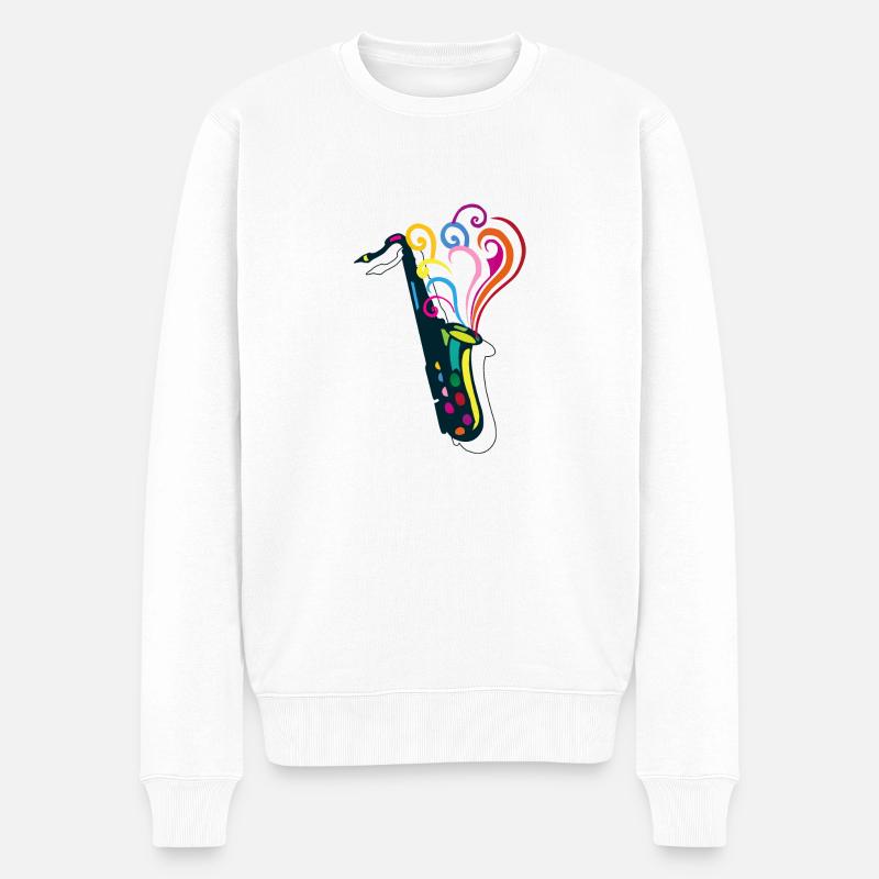 Saxophonmusik - Männer Premium Bio Pullover - Weiß