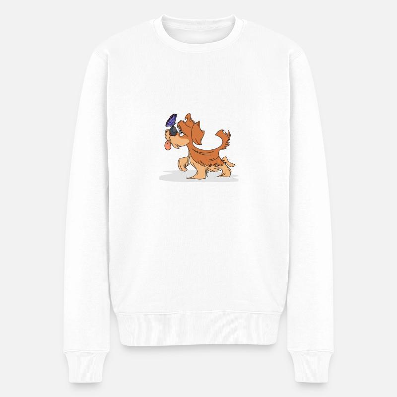 Chien avec papillon - Pull Premium bio Homme - blanc