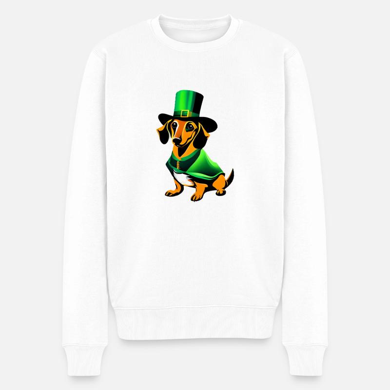 Hunde Dachshund Hundebesitzer Hund St Patricks Day - Männer Premium Bio Pullover - Weiß