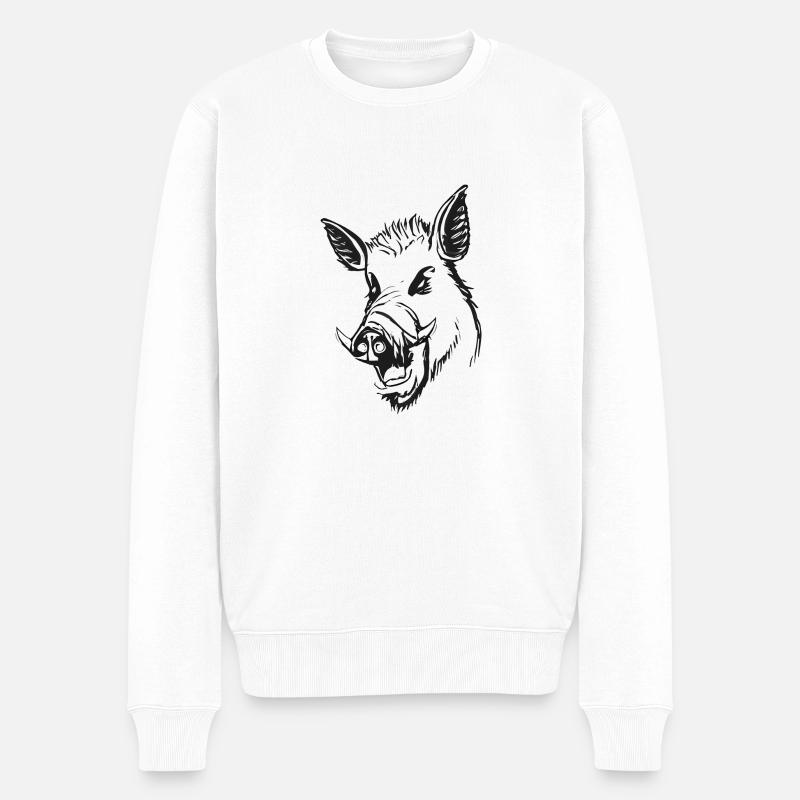 Wildschweinkopf-Design! - Männer Premium Bio Pullover - Weiß