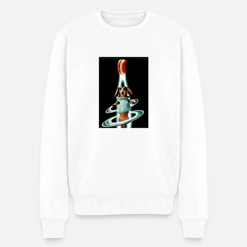Dachshund from Space - Männer Premium Bio Pullover - Weiß