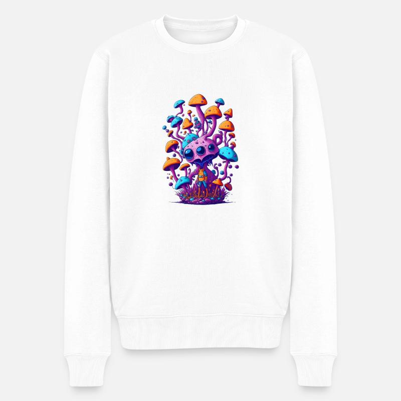 Trippy Alien 04 - Männer Premium Bio Pullover - Weiß