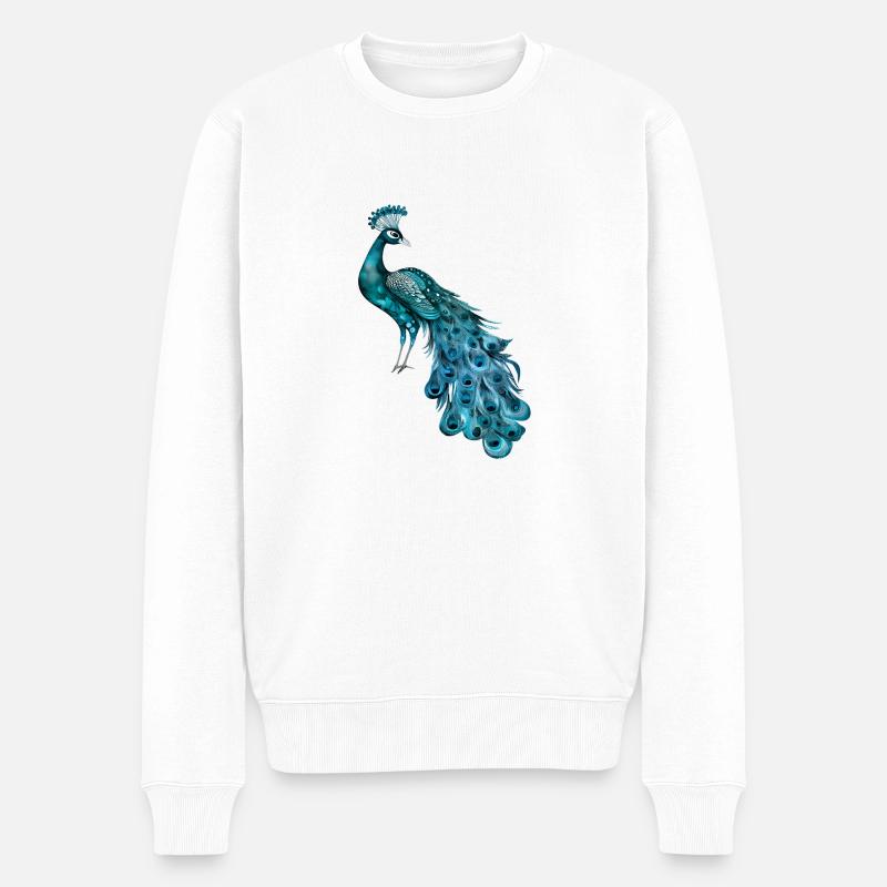 pfauenvogel bunt schöne fantasie bunt - Männer Premium Bio Pullover - Weiß