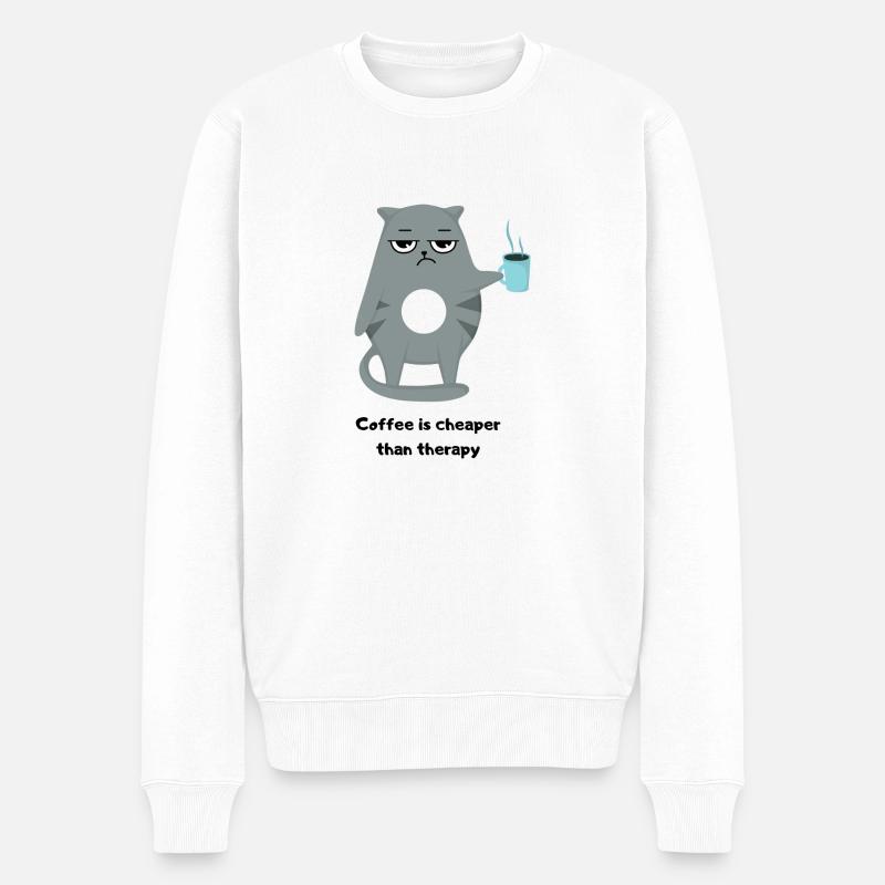 Coffee is cheaper - Männer Premium Bio Pullover - Weiß