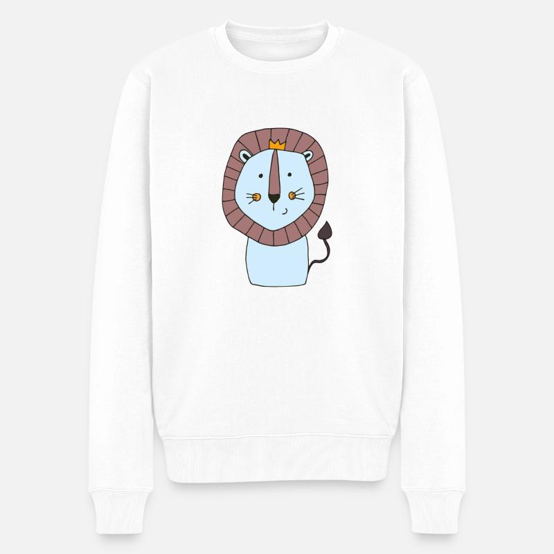 löwe blau - Männer Premium Bio Pullover - Weiß