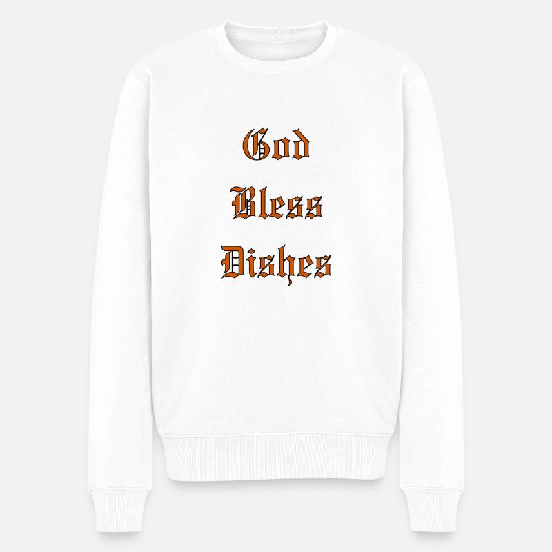GodBlessDishes - Pull Premium bio Homme - blanc