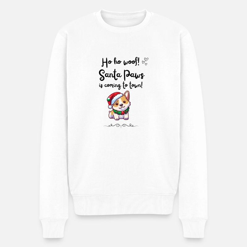 Santa Paws - christmas dog - Männer Premium Bio Pullover - Weiß