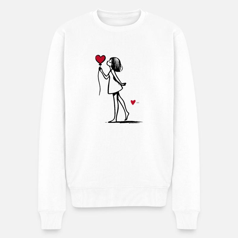 LOVE - Männer Premium Bio Pullover - Weiß
