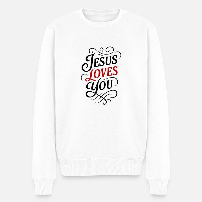 Jesus Liebt Dich - Männer Premium Bio Pullover - Weiß