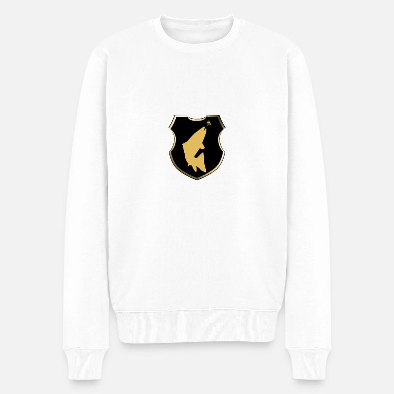 Modell 55 - Wappen steigende Forelle - Männer Premium Bio Pullover - Weiß