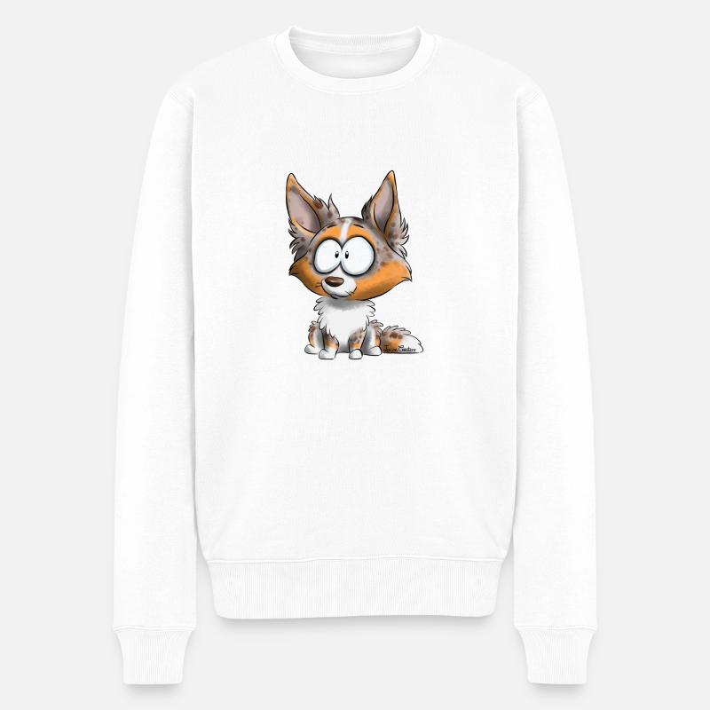 Ich bin Border-Collie - Red Merle Tricolor - Männer Premium Bio Pullover - Weiß