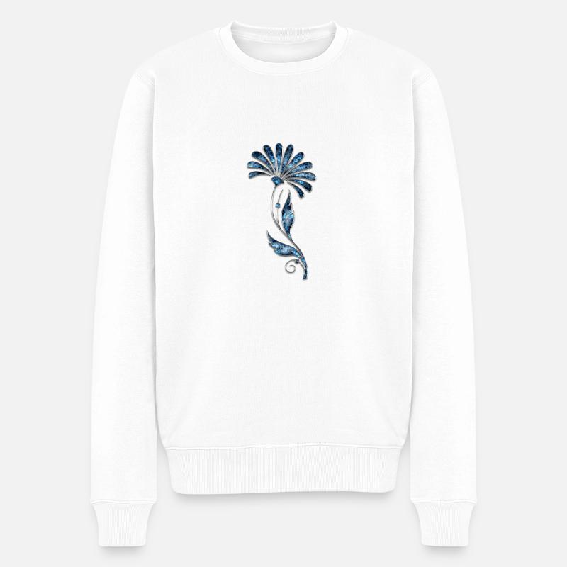 Schmuckblume - Männer Premium Bio Pullover - Weiß