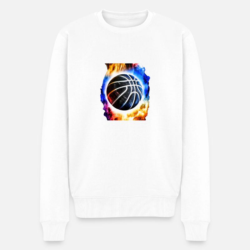 Kosmischer Basketball - Männer Premium Bio Pullover - Weiß