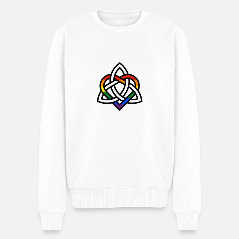 Noeud celtique - Coeur d’arc-en-ciel - Pull Premium bio Homme - blanc