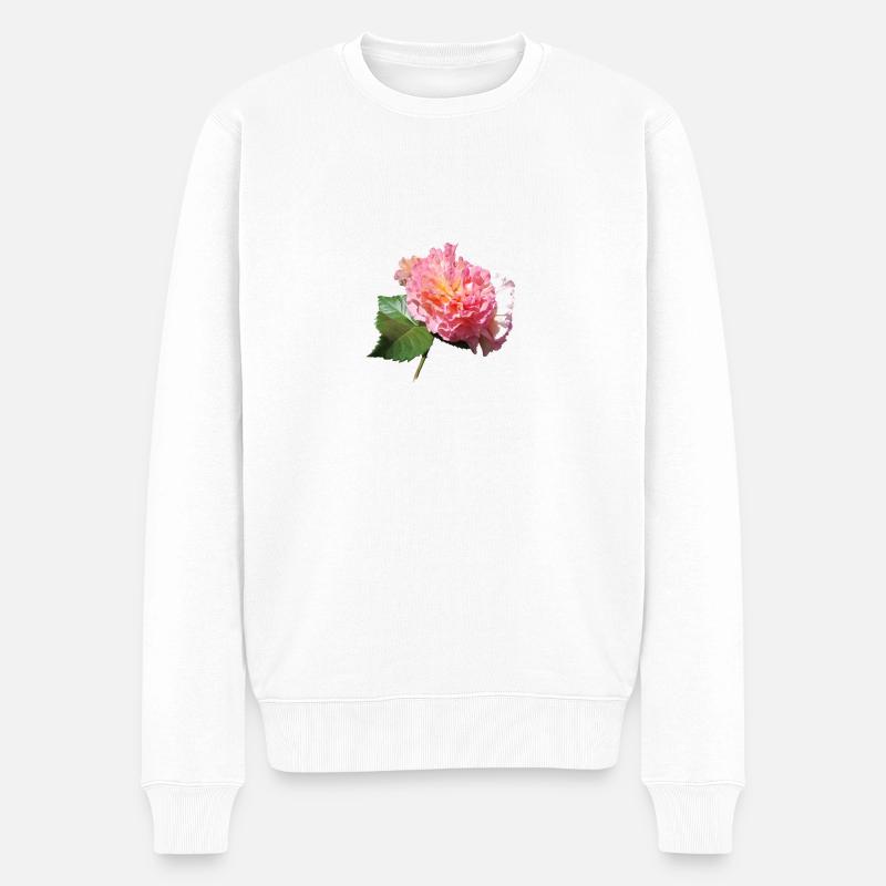 Pinke ROSE - Männer Premium Bio Pullover - Weiß