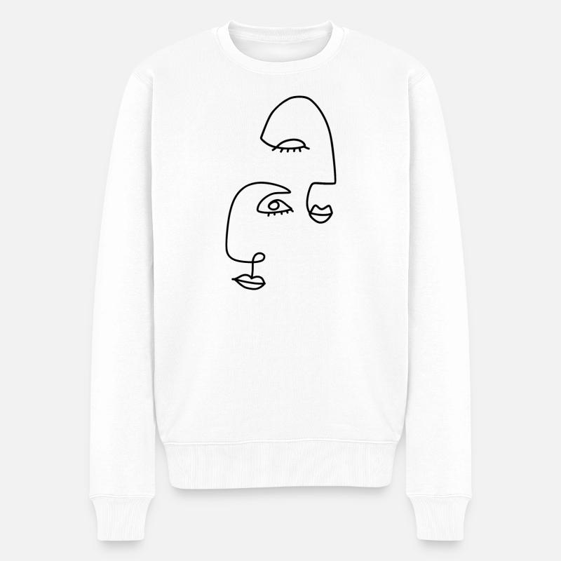 Strichzeichnungen abstrakt - Männer Premium Bio Pullover - Weiß