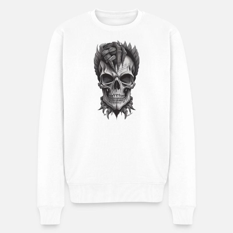 Cool Skull - Männer Premium Bio Pullover - Weiß