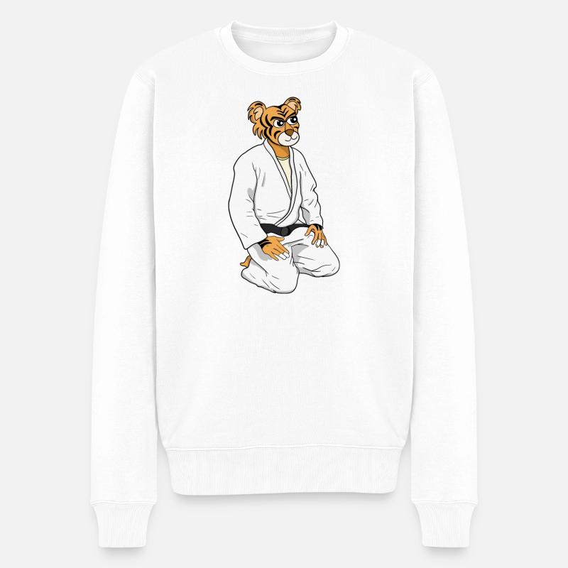 Sei ein Tiger - Männer Premium Bio Pullover - Weiß