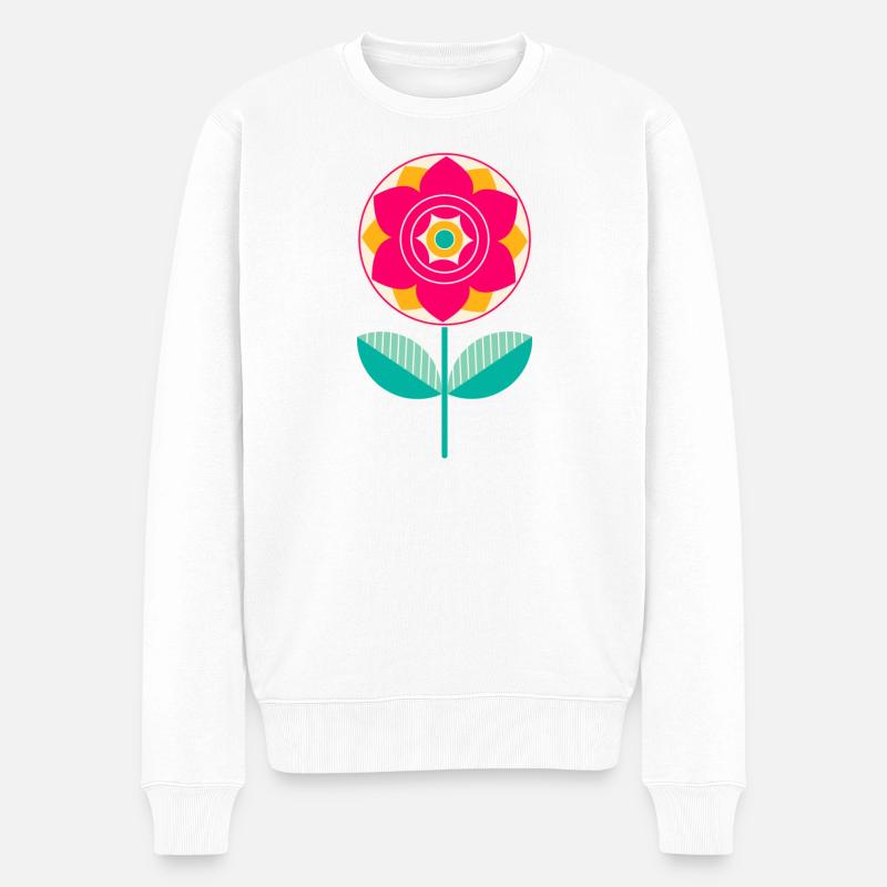 Süße bunte Blume - Männer Premium Bio Pullover - Weiß