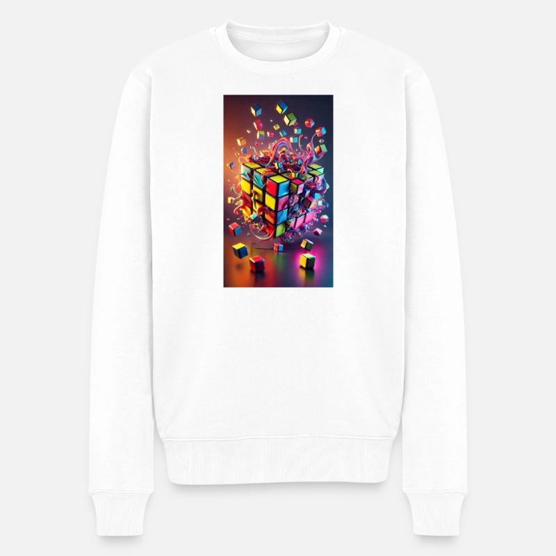 Cube d’explosion de couleur - Pull Premium bio Homme - blanc