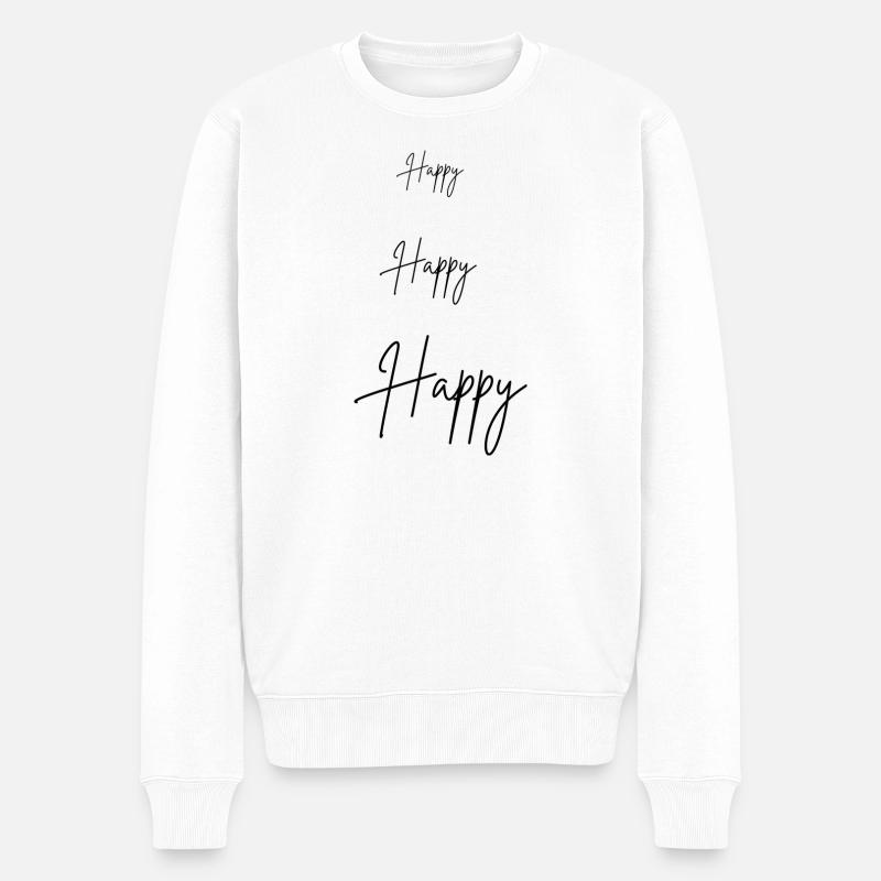 Happy Happy - Männer Premium Bio Pullover - Weiß