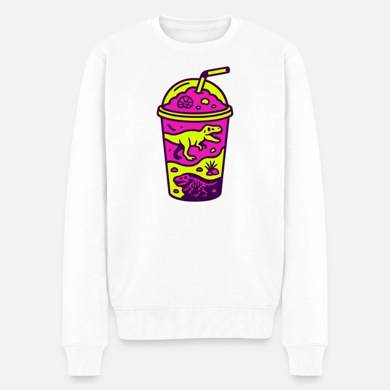 Dino Matcha - supergesund! - Männer Premium Bio Pullover - Weiß