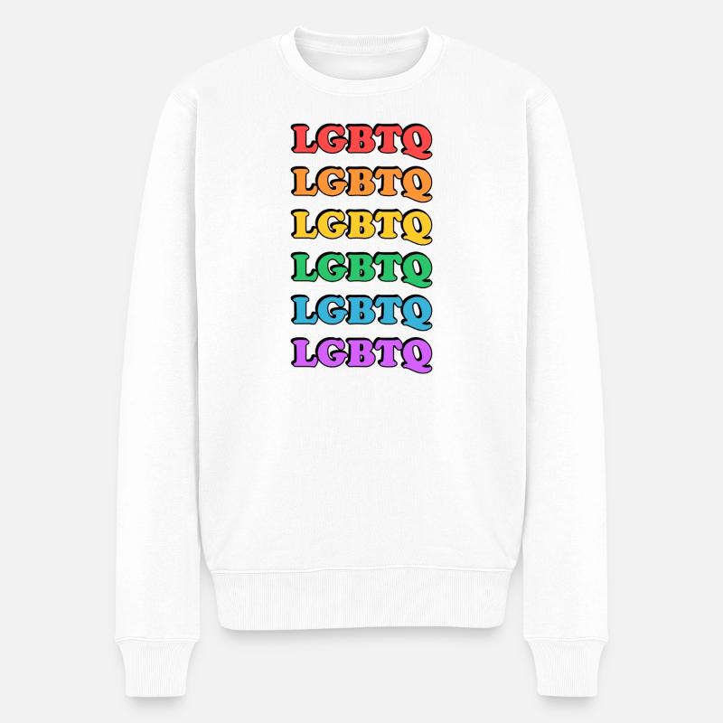 Rainbow LGBTQ - Männer Premium Bio Pullover - Weiß