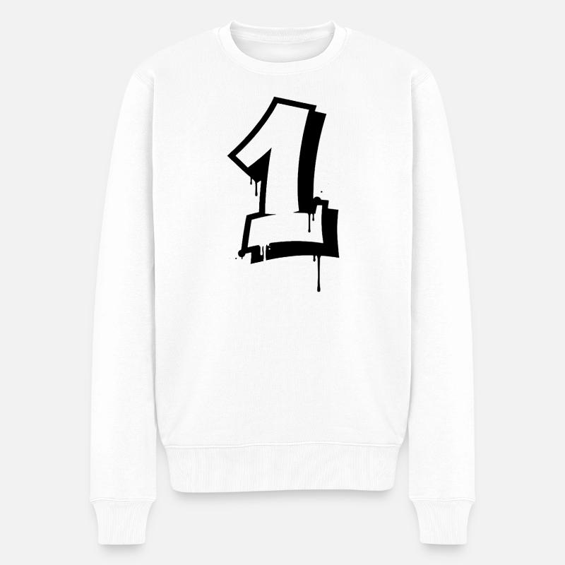 Urban Graffiti Zahl 1 Design - Männer Premium Bio Pullover - Weiß