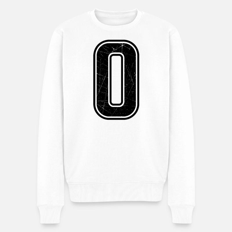Schwarzes Grunge Nullzeichen - Männer Premium Bio Pullover - Weiß