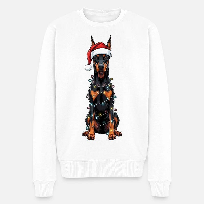 Dobermann Weihnachten Pyjama-Kostüm - Männer Premium Bio Pullover - Weiß