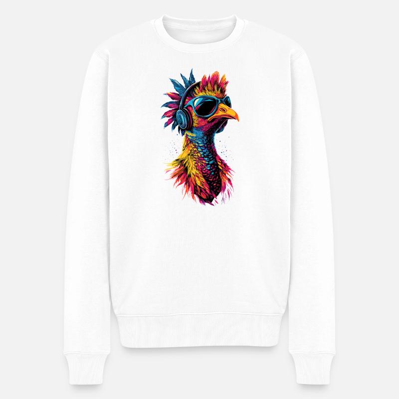 Dinde Poules Oiseaux Dinde - Pull Premium bio Homme - blanc