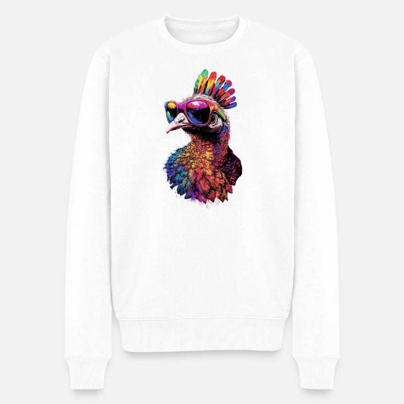 Dinde Poules Oiseaux Dinde - Pull Premium bio Homme - blanc